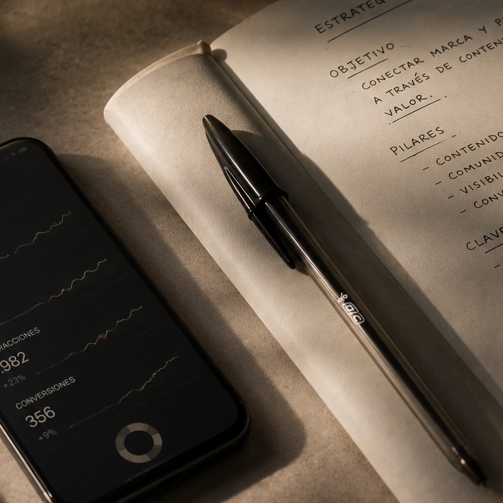 Libreta, lápiz y mesa de trabajo creativa