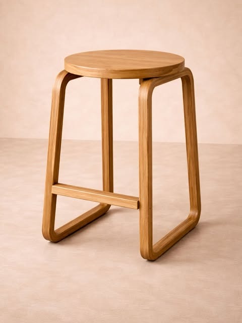Detalle de un taburete de madera